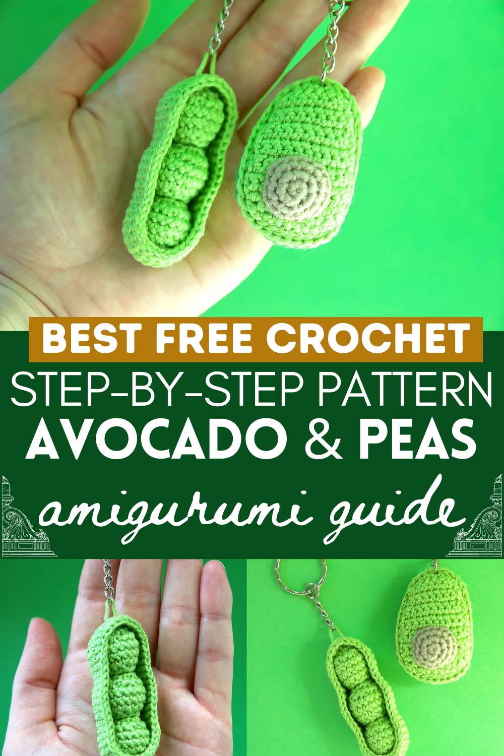 2 in 1 Bundle Avocado & Peas in Pod Key Chains