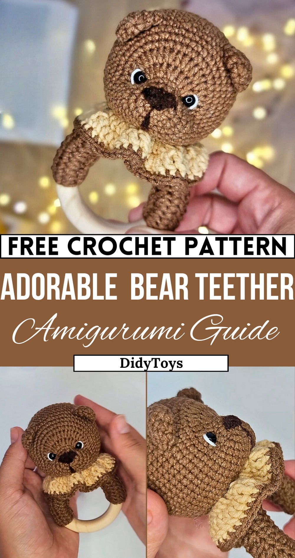 Crochet Baby Rattle Bear Free Amigurumi Tutorial
