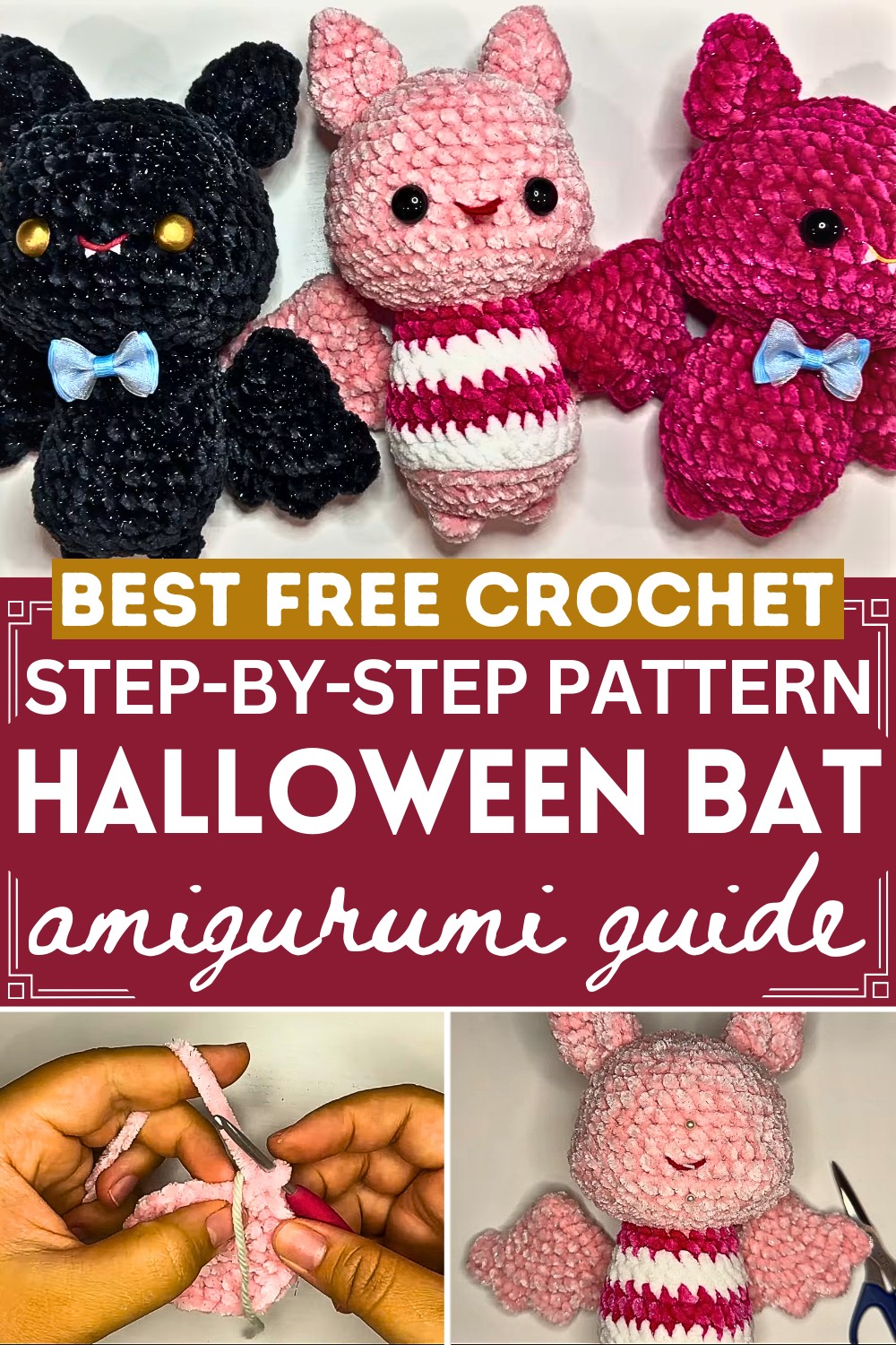 Crochet Cute Halloween Craft Bat Step-By-Step Tutorial