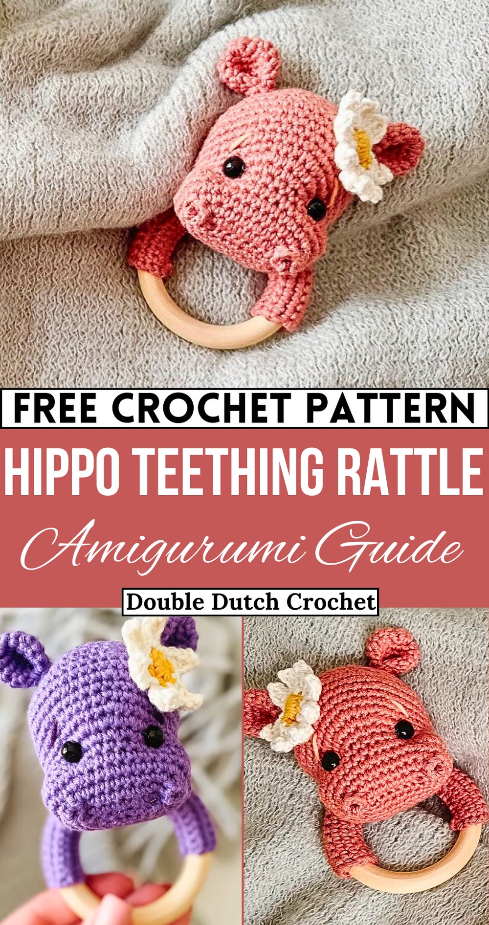 Crochet Hippo Teething Rattle Tutorial