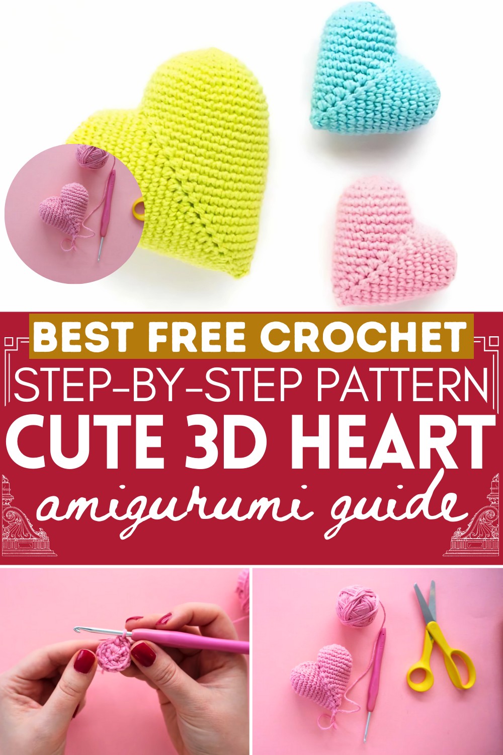 Crochet 3D heart tutorial