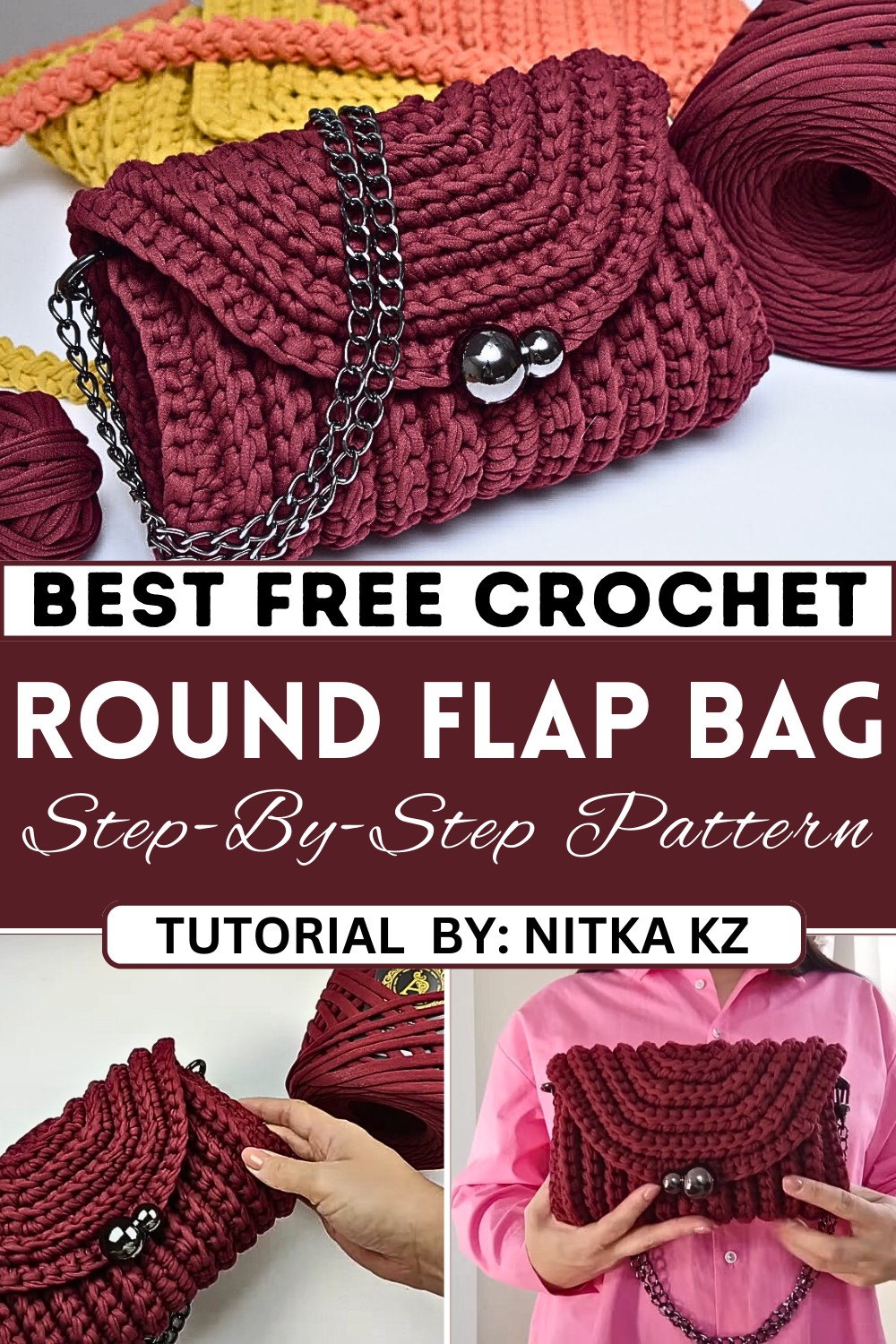 Crochet A Bag With A Round Flap And A Convex Pattern