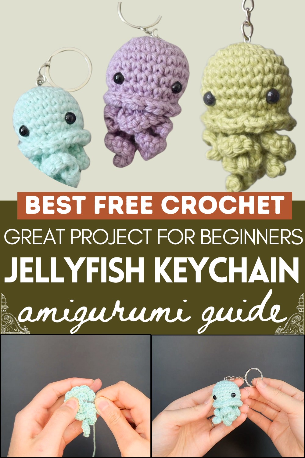 Crochet Amigurumi Jellyfish Keychain Complete Pattern