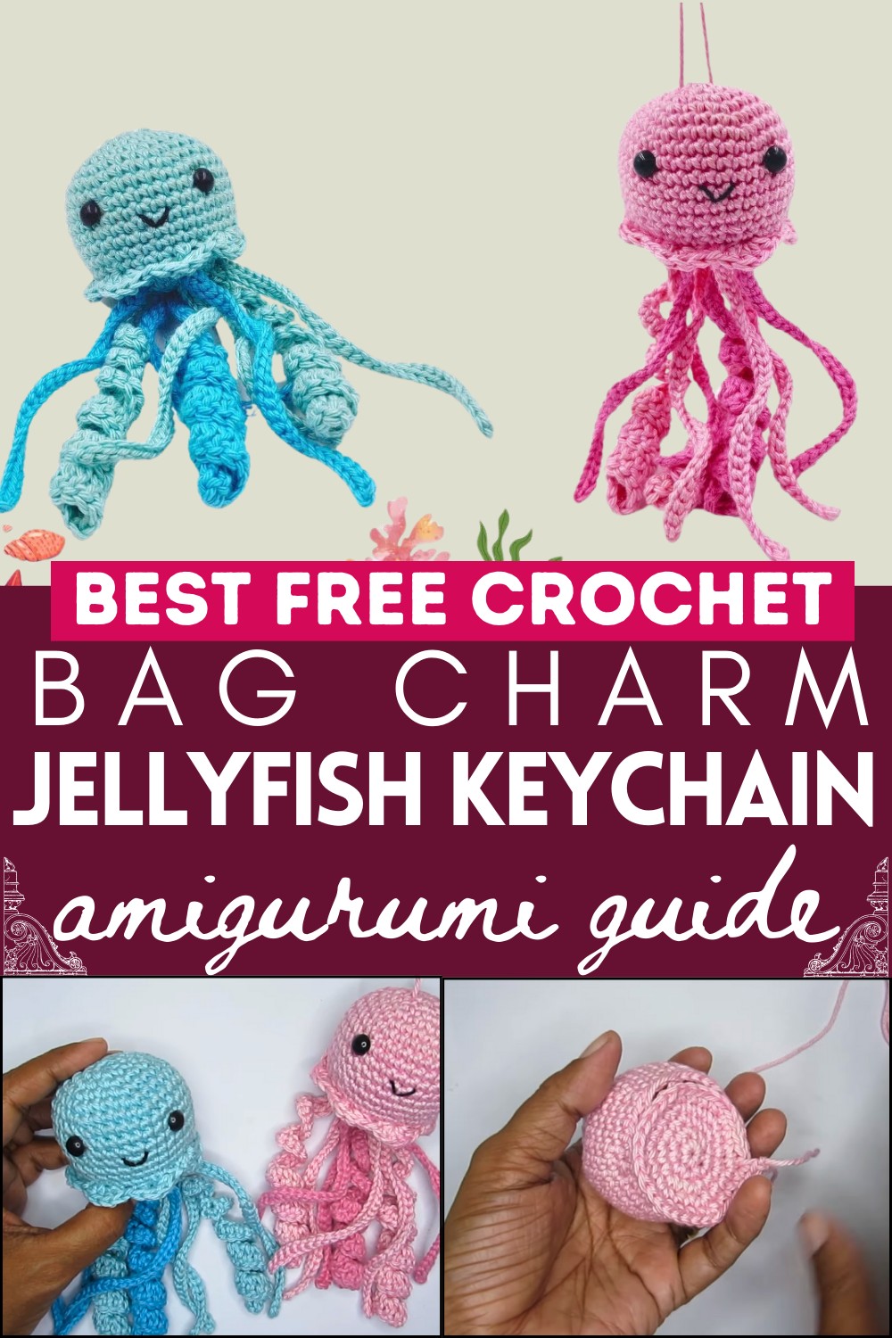 Crochet Jellyfish Keychain