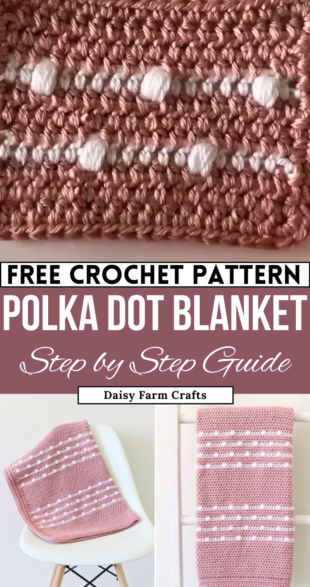 Crochet Polka Dot Lines Blanket