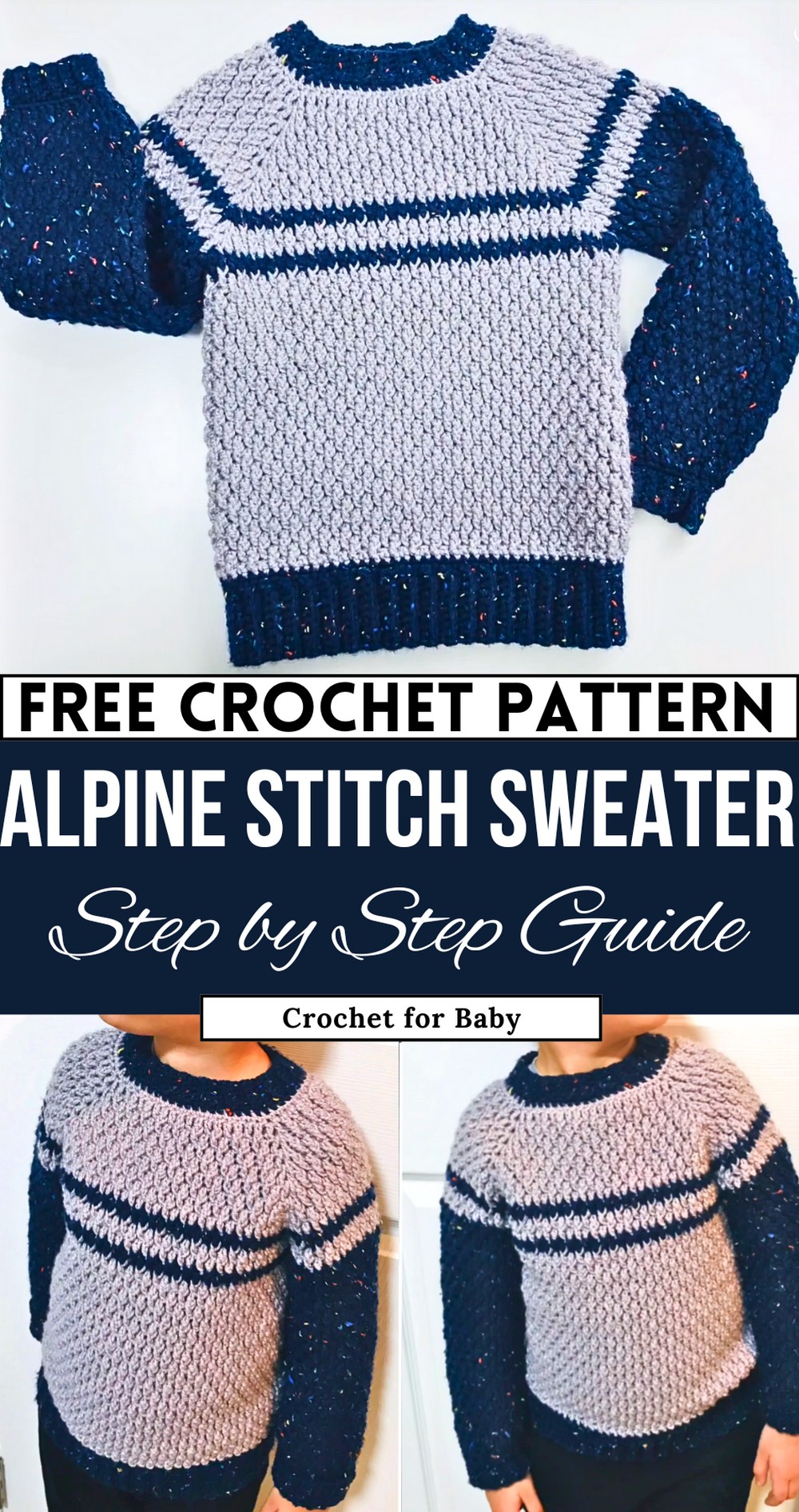 Crochet Sweater For Boys And Girls, Alpine Crochet Stitch