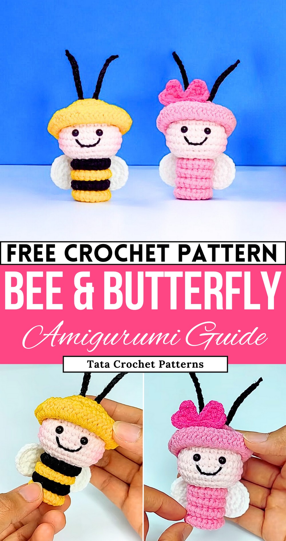 Easy Crochet Bee, Butterfly & Ladybug Amigurumi For Beginner