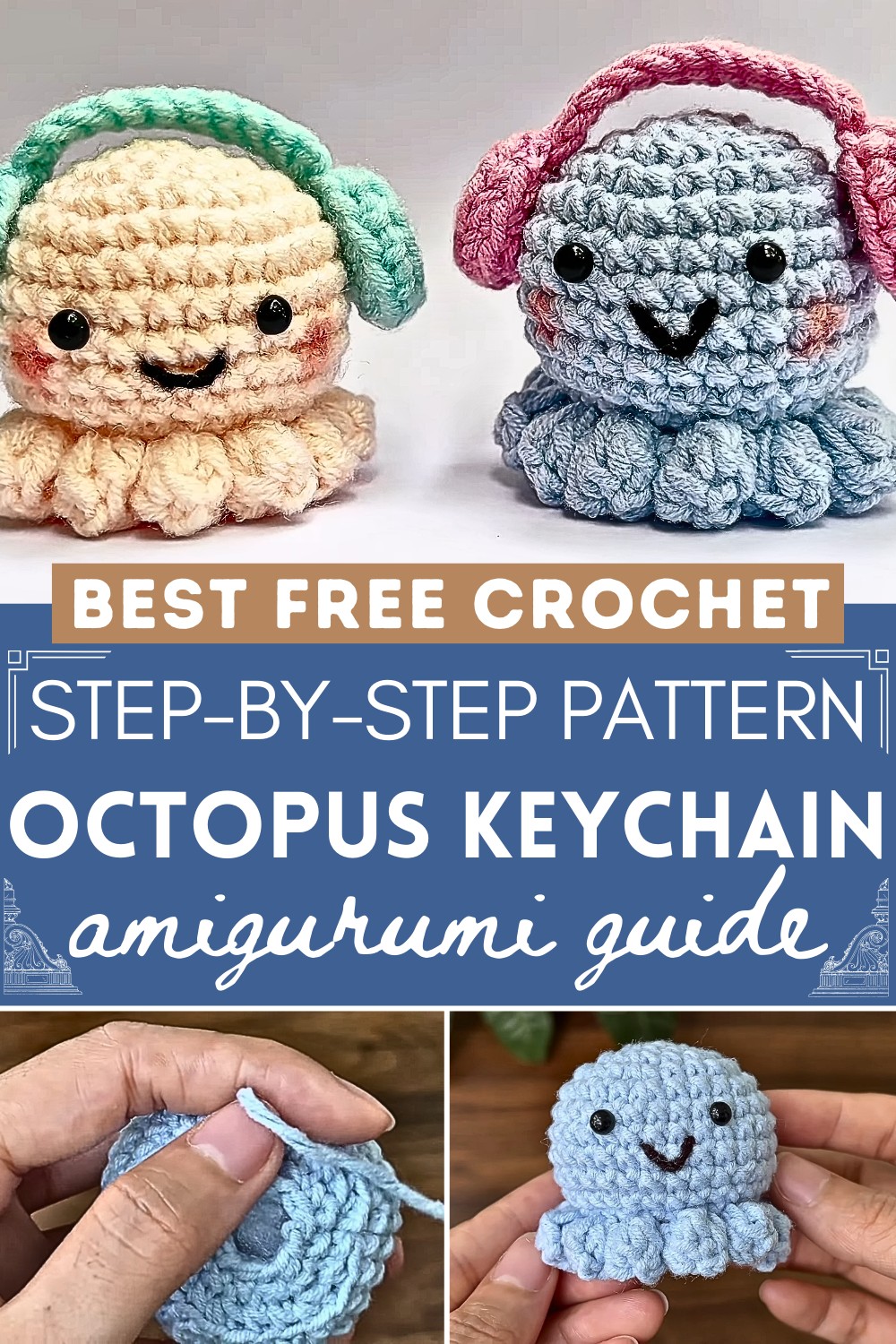 How to Crochet an Octopus Amigurumi keychain