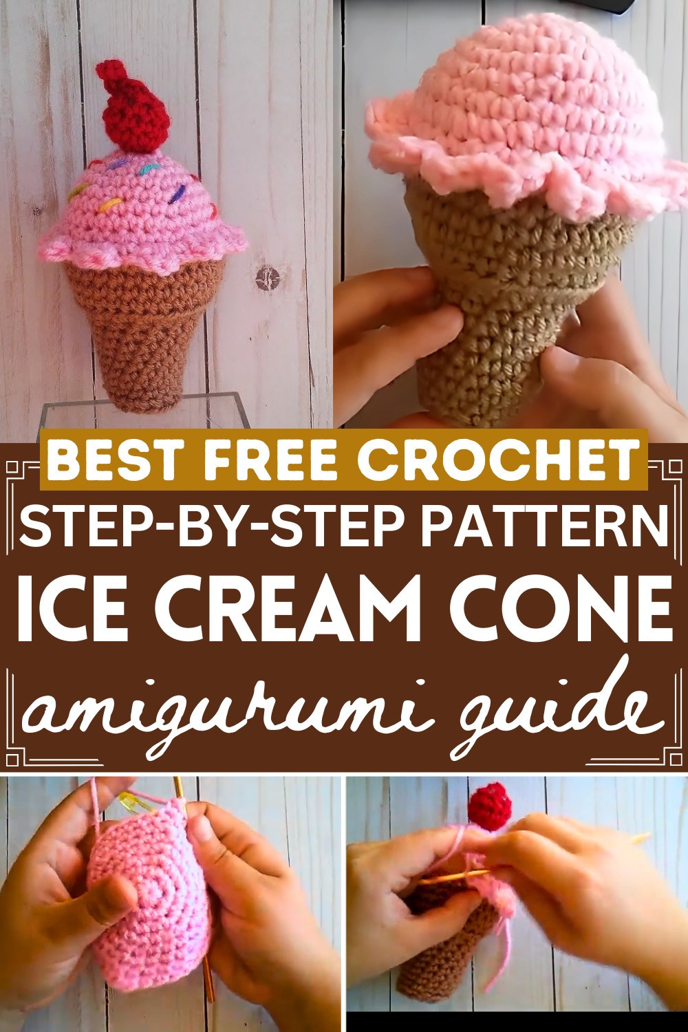 Ice Cream Cone Amigurumi Free Crochet Pattern Tutorial