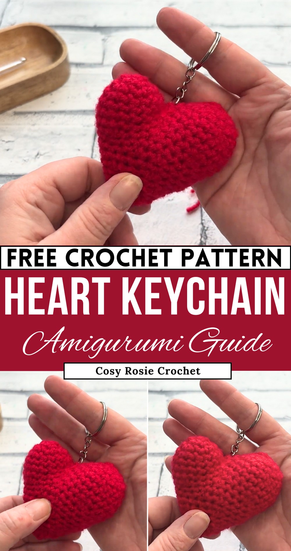 Left Handed Crochet Heart Keychain tutorial