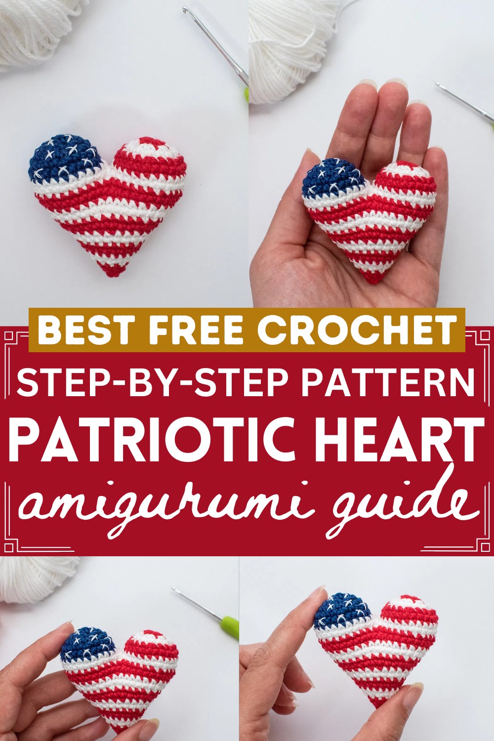 Patriotic Heart amigurumi