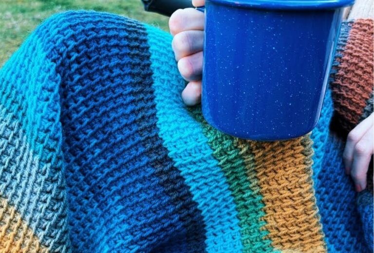 Tunisian Half Double Crochet Stitch Camping Blanket