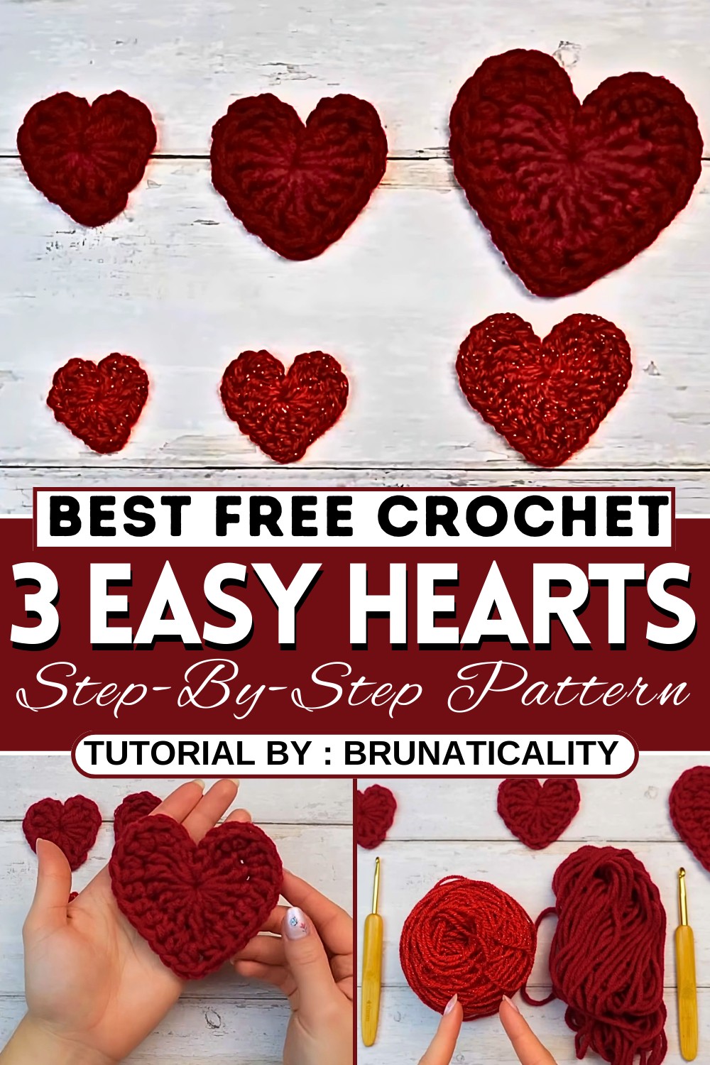 3 Easy Crochet Hearts Tutorial