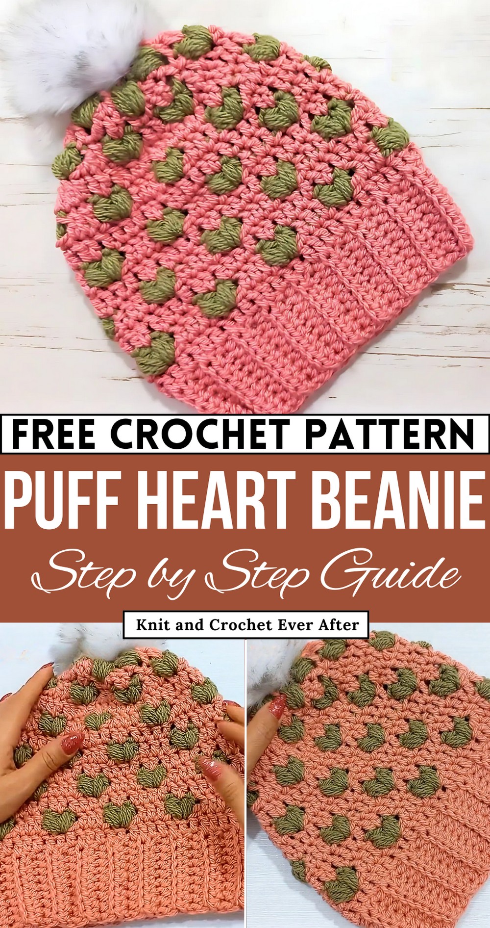 Amazing Crochet Puff Heart Stitch Winter Hat