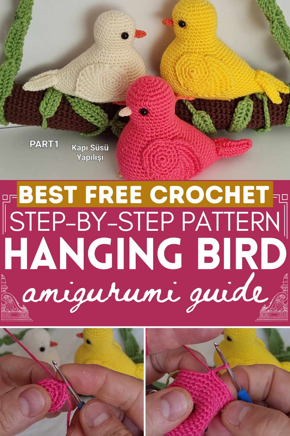 Amigurumi hanging bird