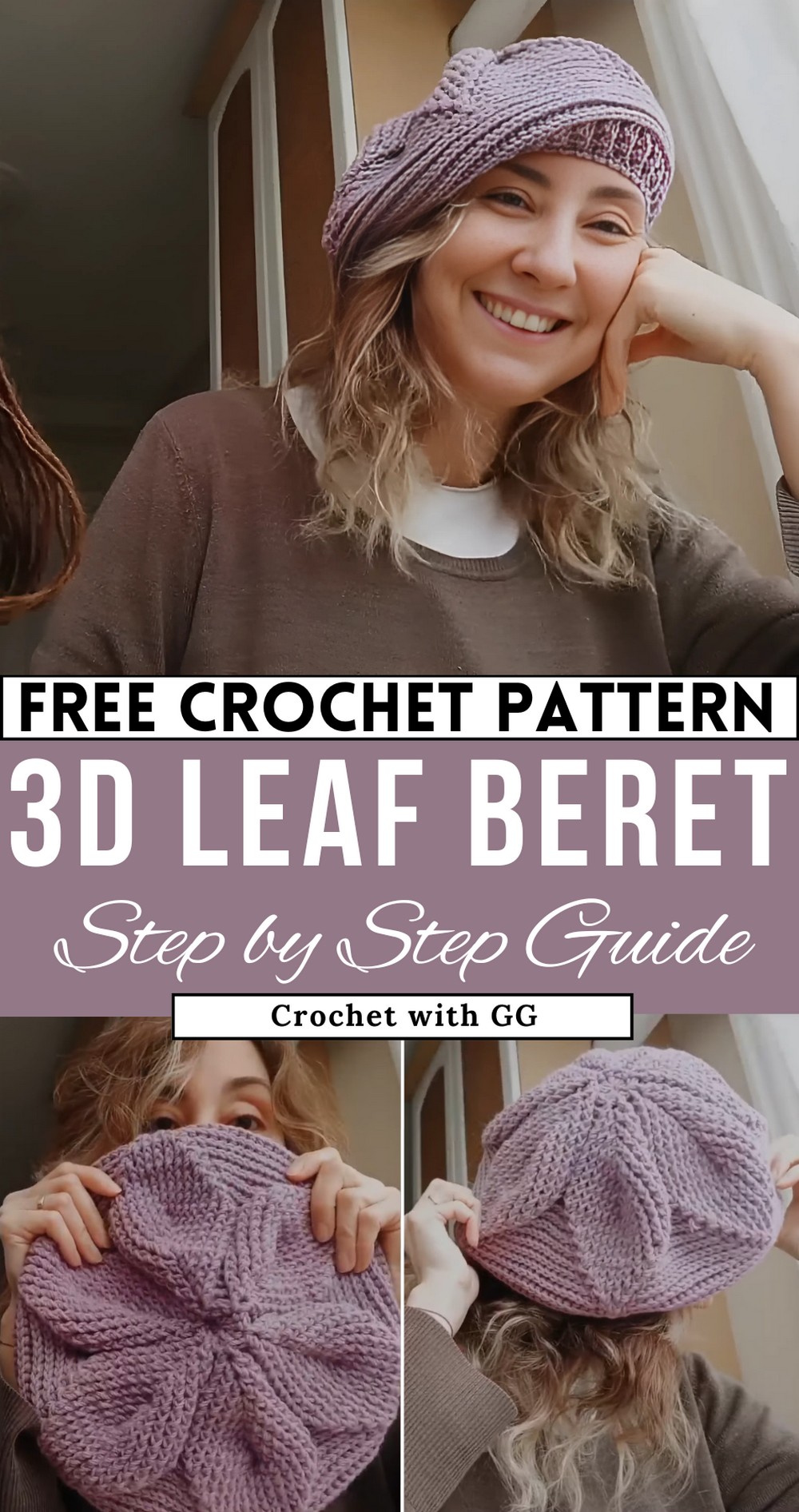 Crochet 3D Leaf Beret Crochet Hat Tutorials