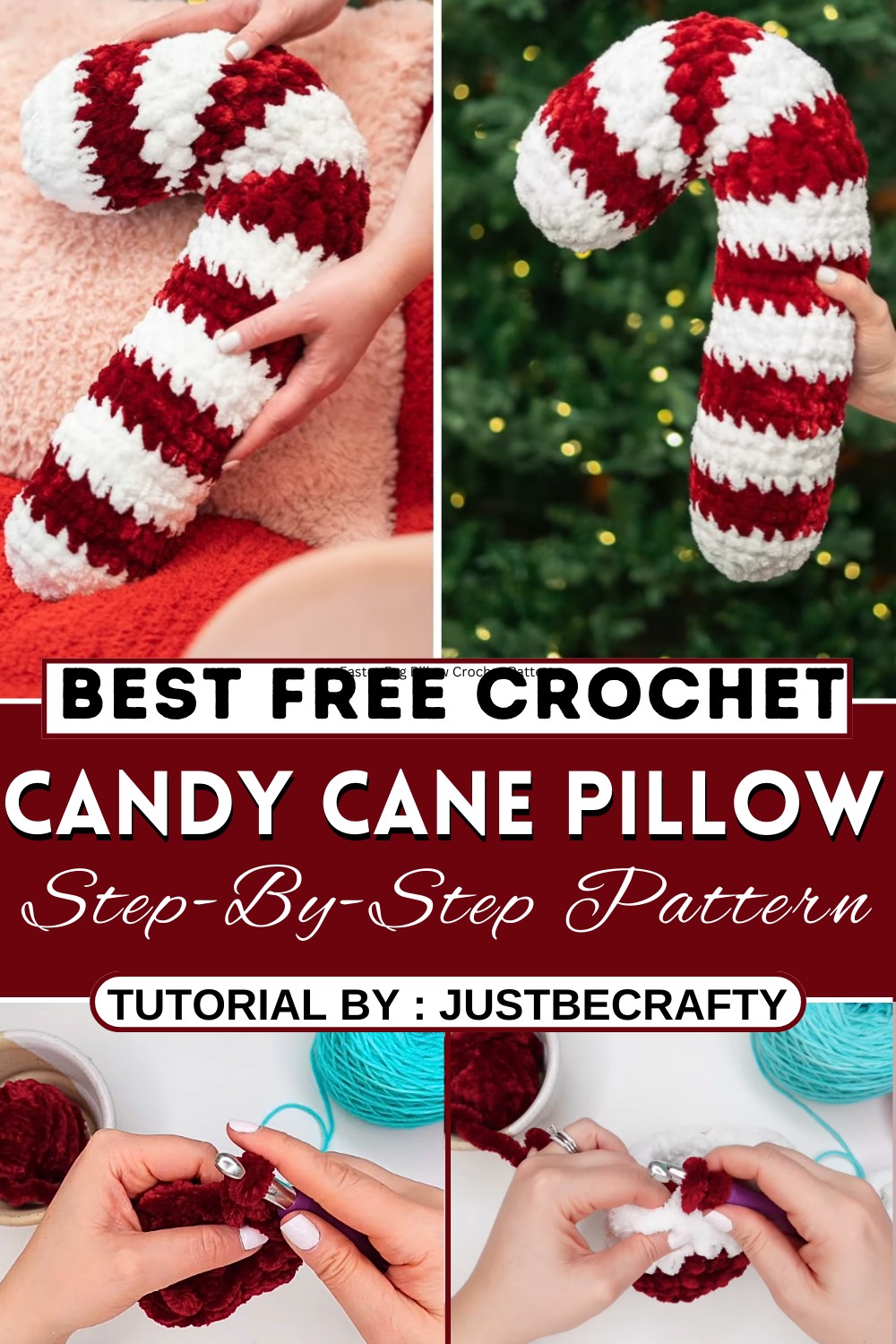 Crochet Candy Cane Pillow Beginner friendly