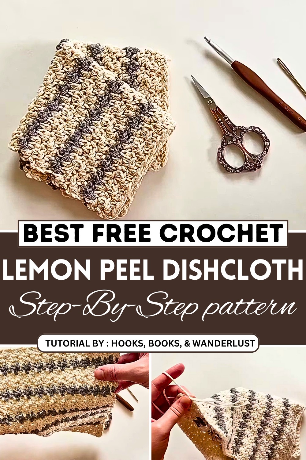 Crochet Lemon Peel Stitch Dishcloth