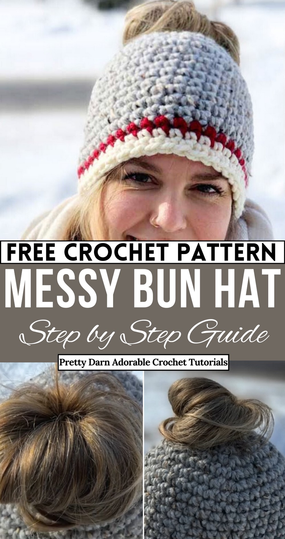 Crochet Messy Bun Beanie Child And Adult With Elastic- Beginner Crochet