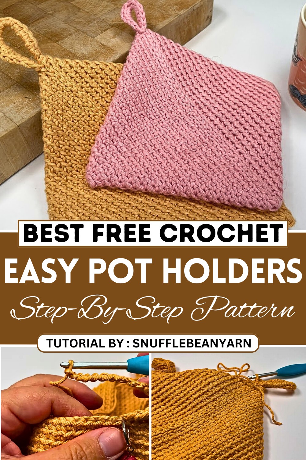 Crochet Pot Holder - NO SEW! Made in ONE Piece