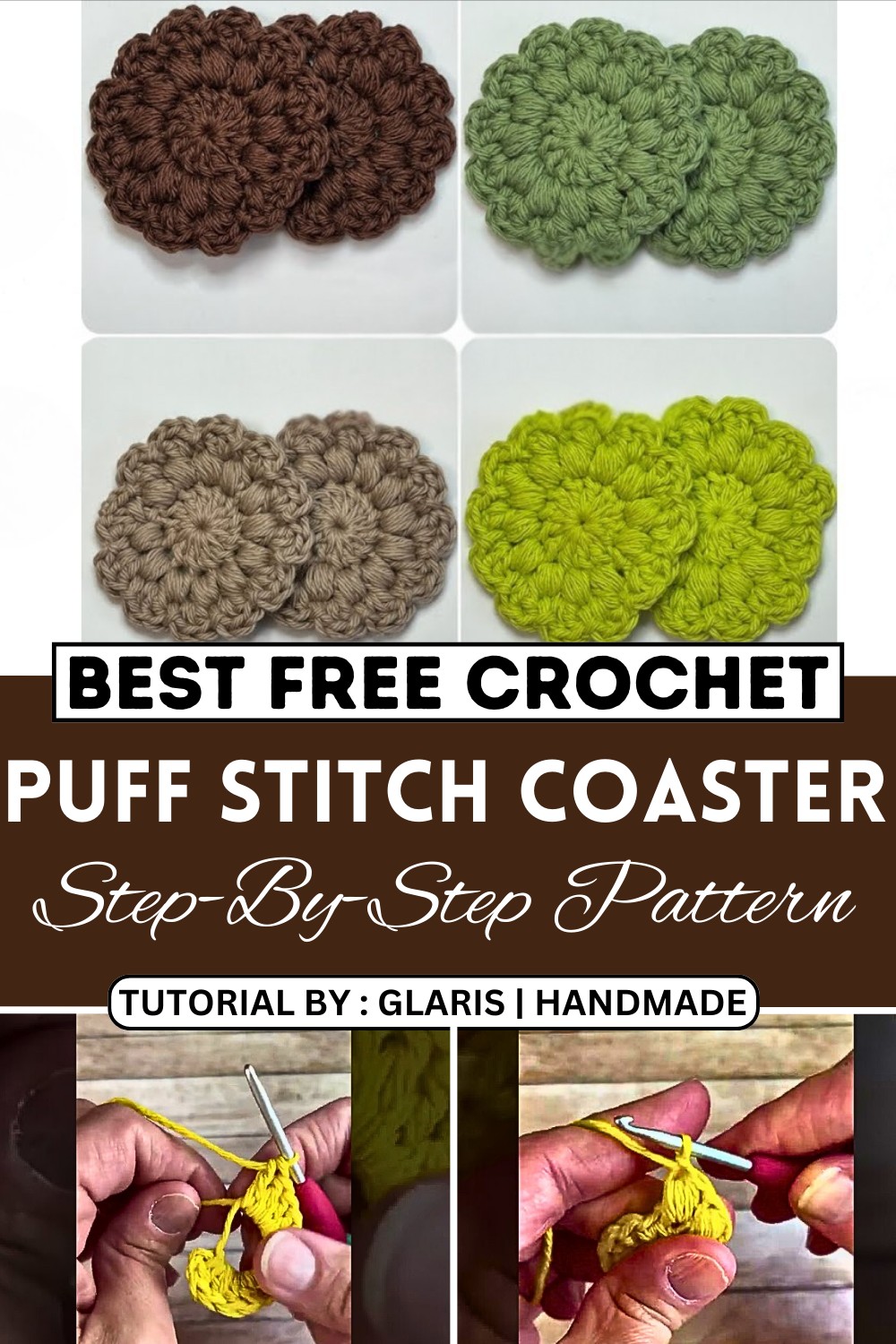 Crochet Puff Stitch Car Coaster Step By Step Tutorial