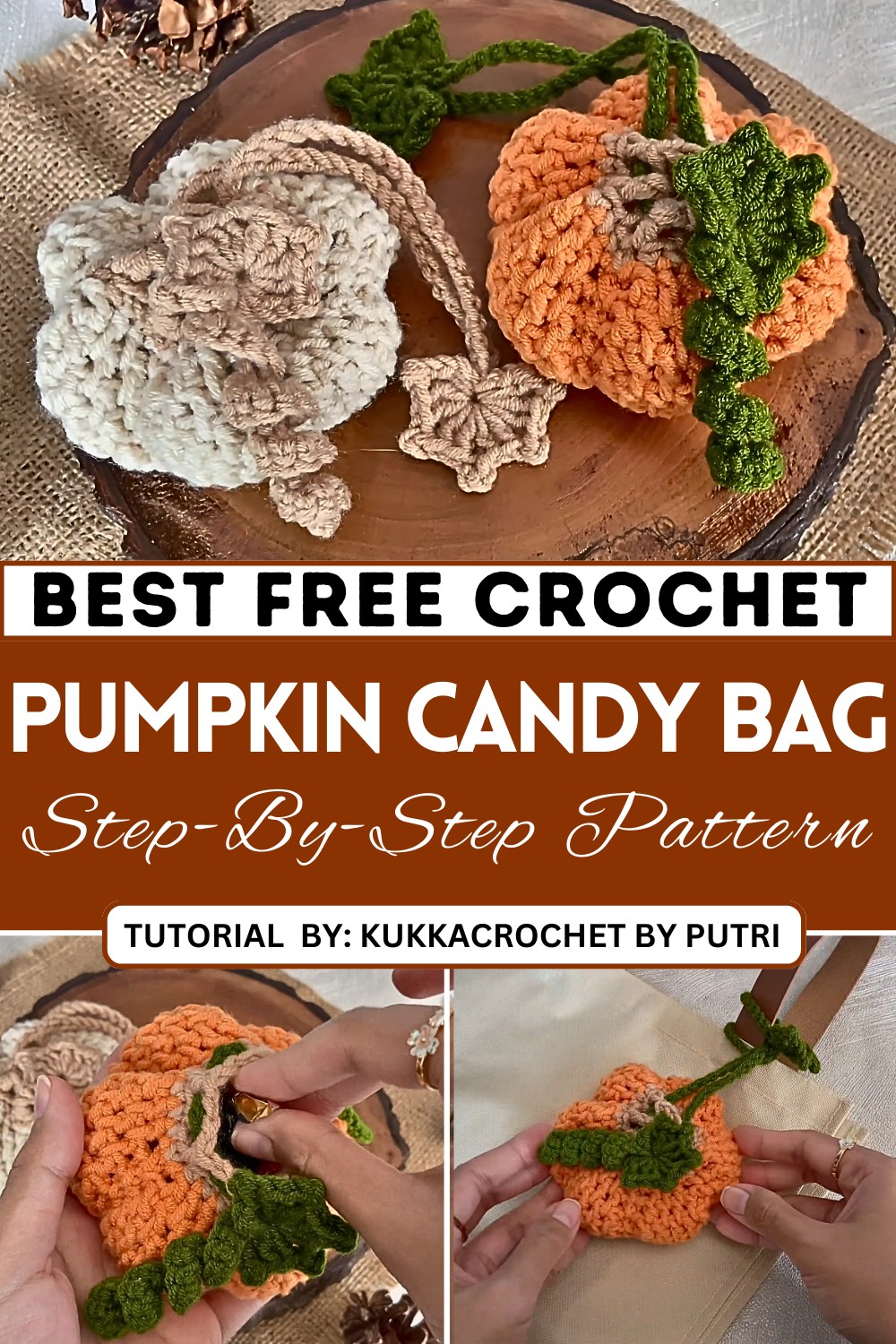 Crochet Pumpkin Bag Charm Cute Halloween Treat Bag