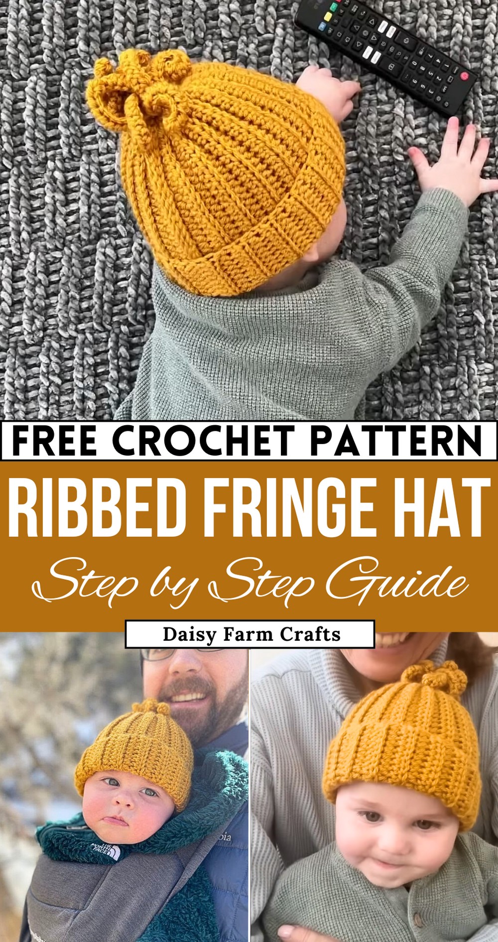 Crochet Ribbed HDC Fun Fringe Hat
