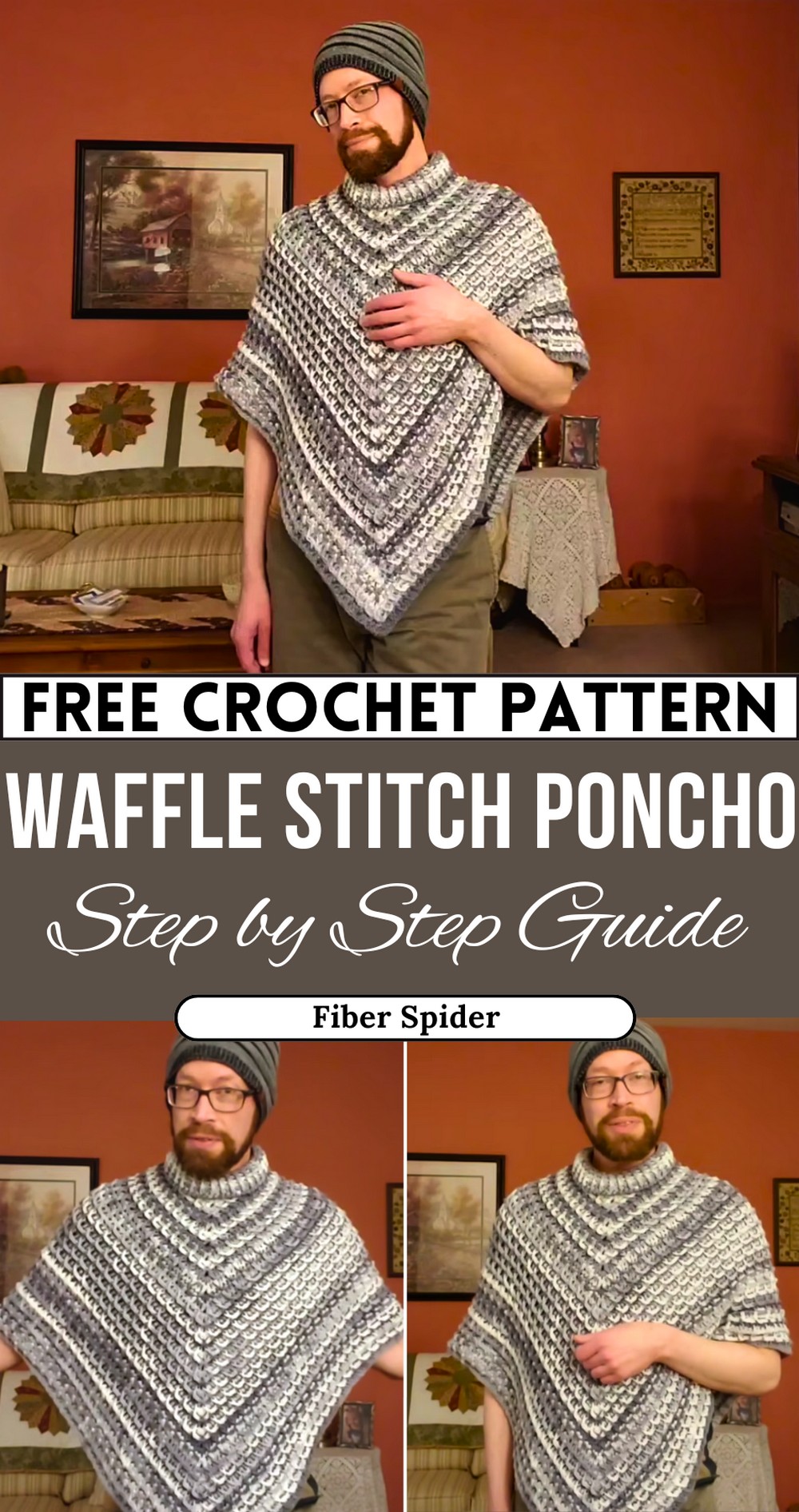 Crochet Stylish Waffle Stitch Ponchos – Free Pattern