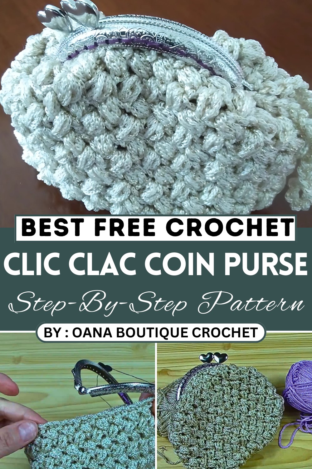 Crochet clic clac coin purse