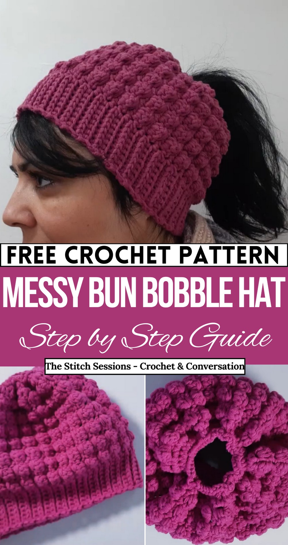 Crochet the Messy Bun Bobble Hat