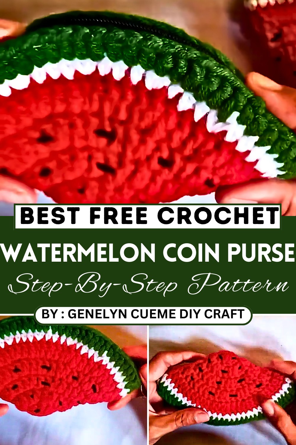 Crochet watermelon slice coin purse