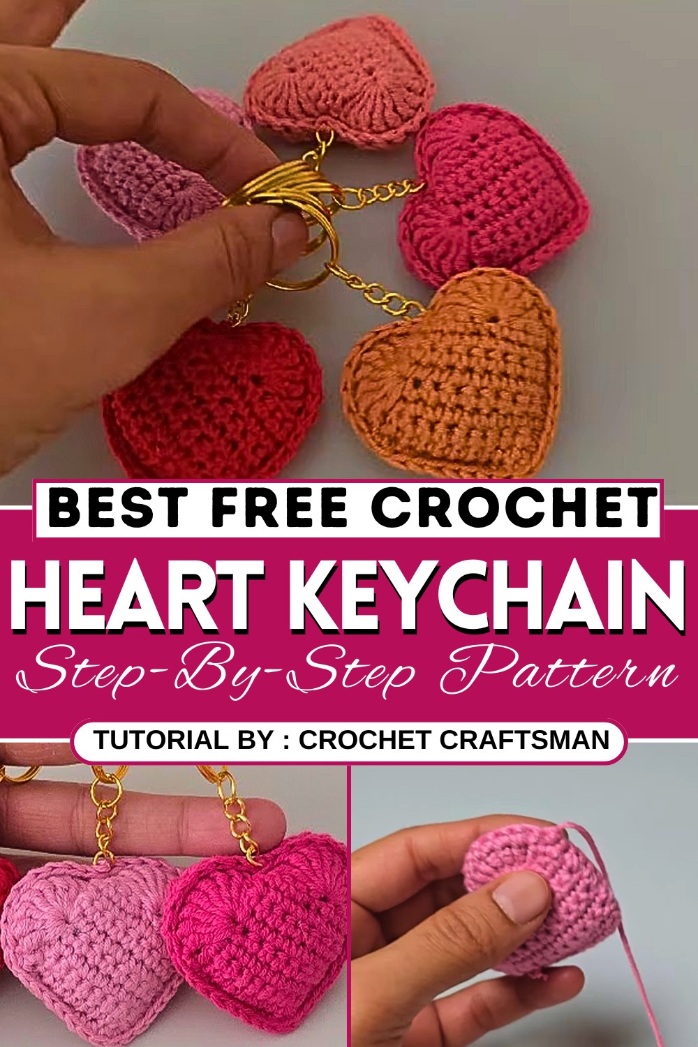 Easy Crochet Heart Keychain Tutorial