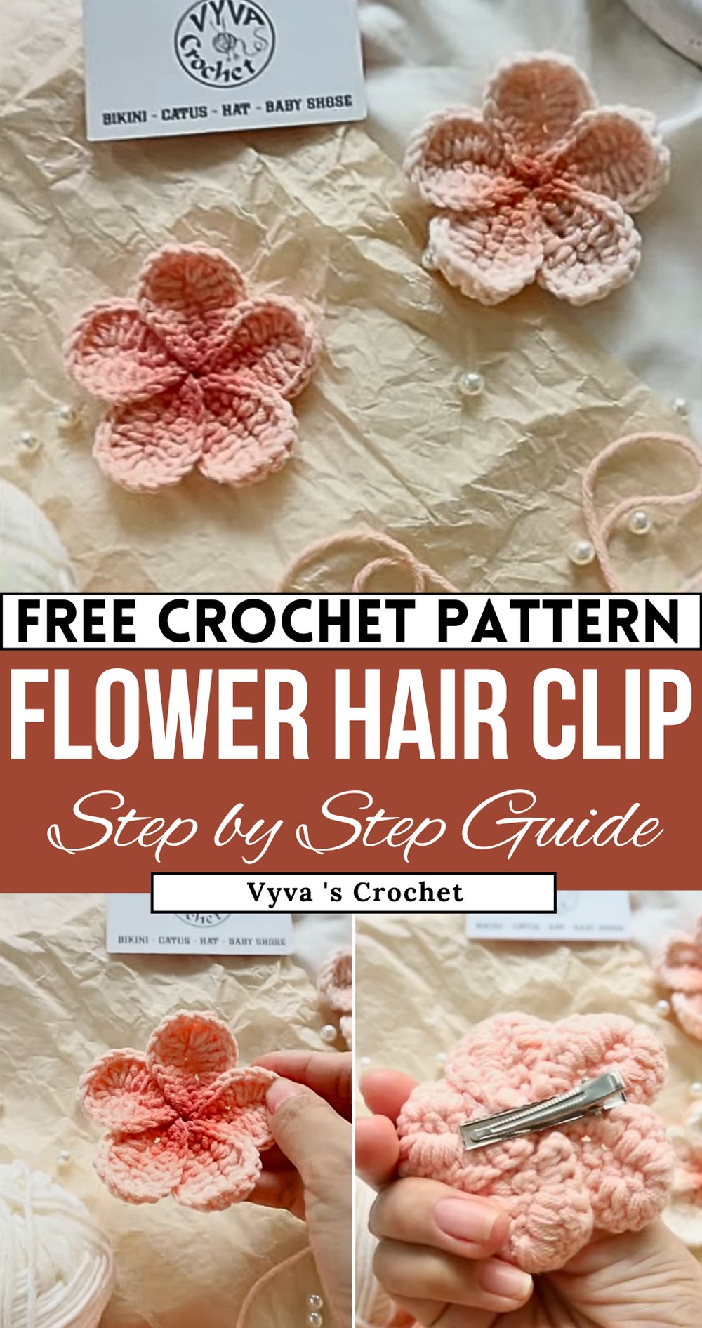 How To Crochet The Flower Hair Clip Vyvascrochet
