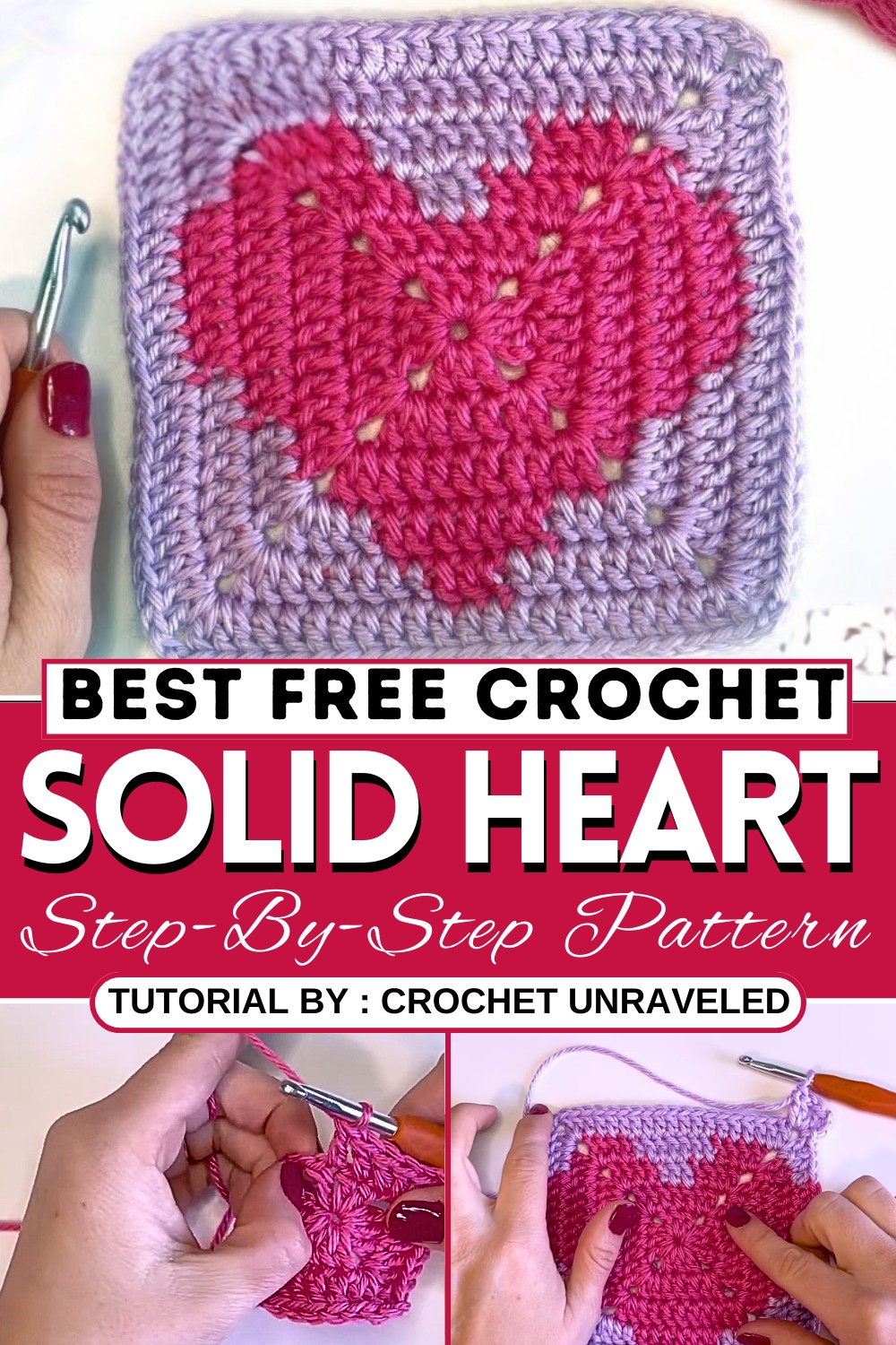 How to Crochet A Solid Heart Granny Square