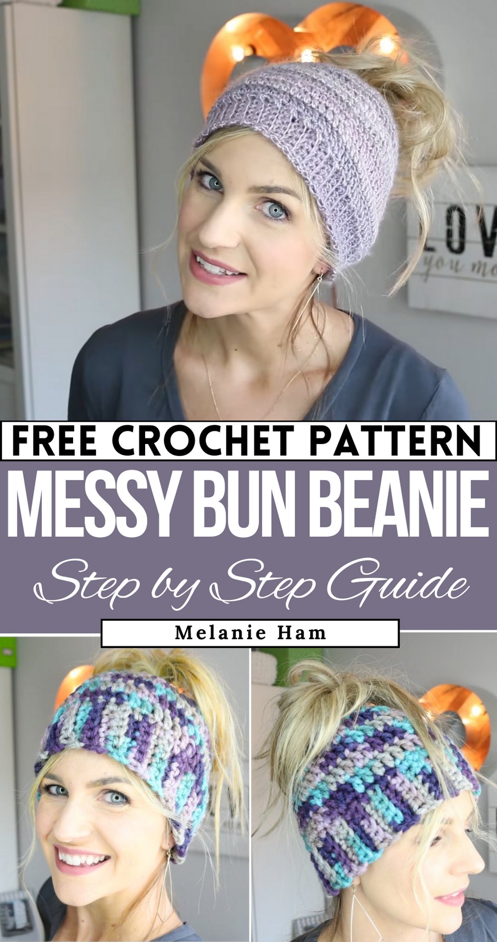 How to Crochet a Messy Bun Beanie