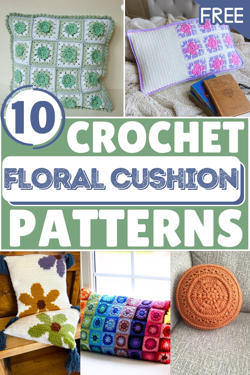 Lovely Crochet Floral Cushions – Free Patterns