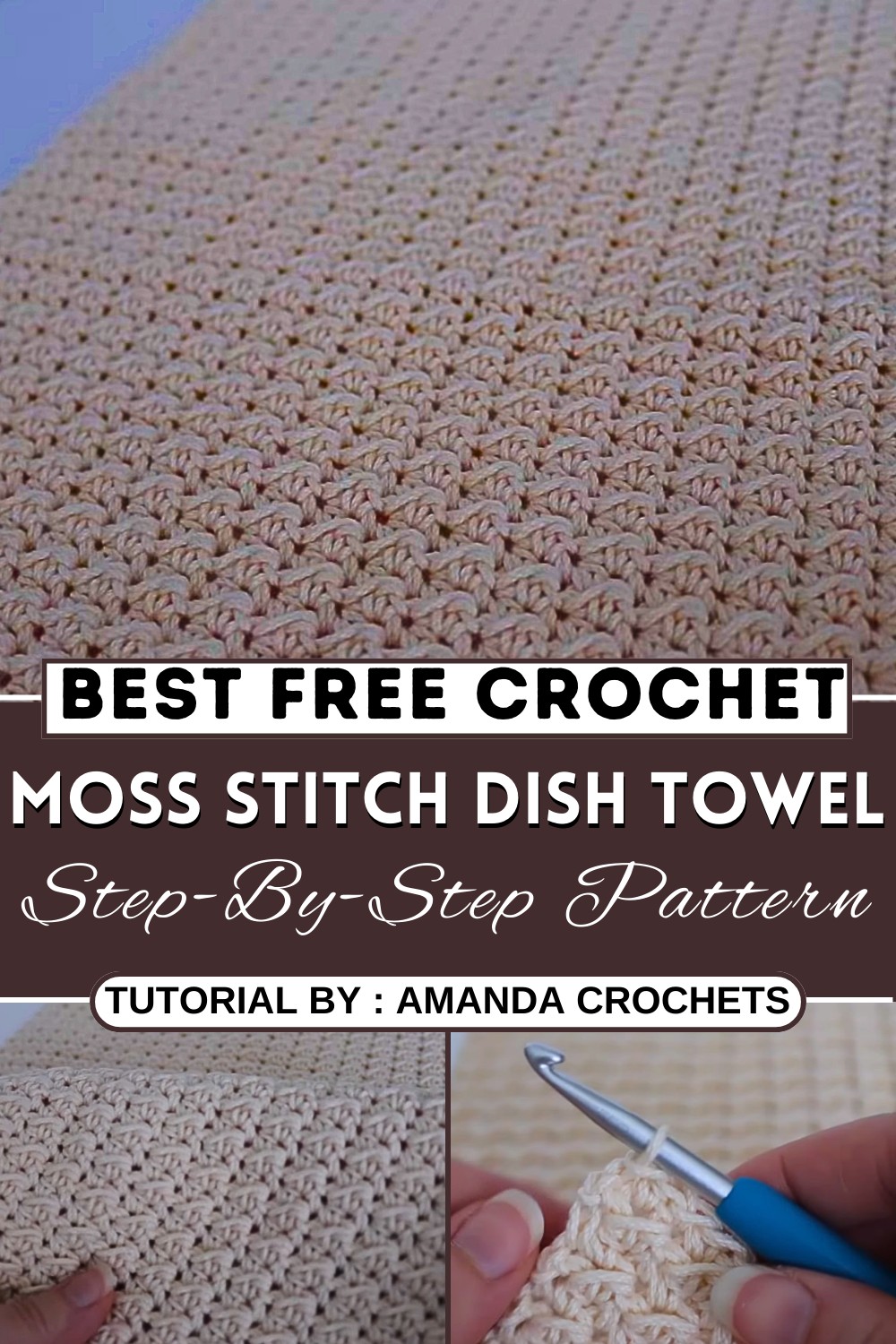 Moss Stitch Dish Towel Easy Crochet Tutorial