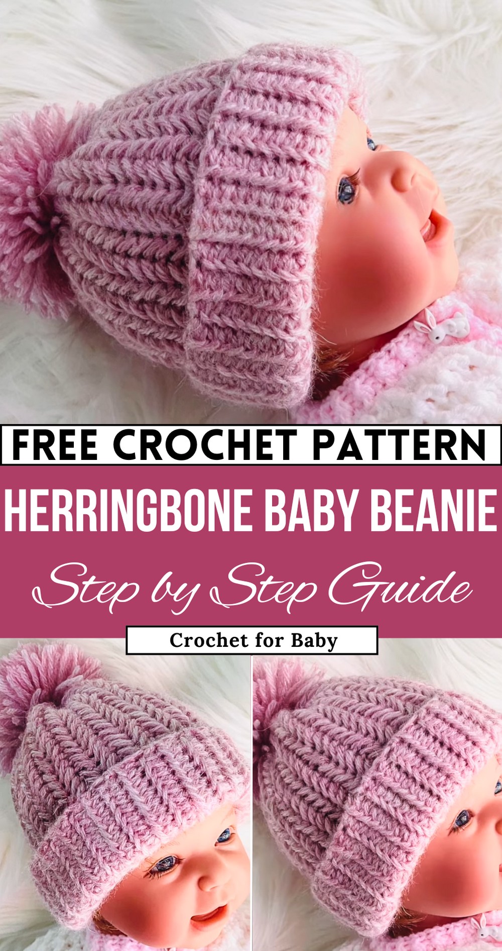 Single Crochet Herringbone Baby Hat Pattern