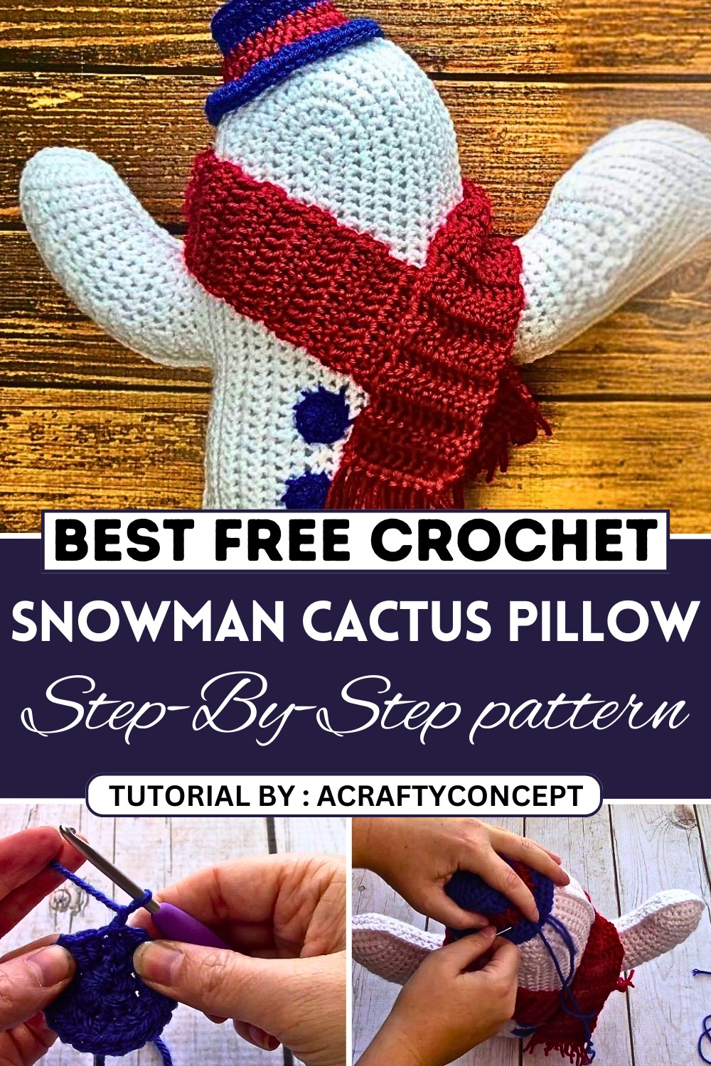 Snowman Cactus Pillow- Free Crafty Cactus Pillow Modification