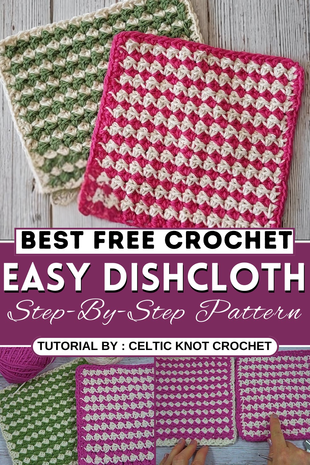 Step-by-step Video Tutorial for an Easy Crochet Dishcloth Pattern