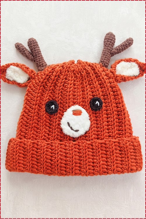 Crochet Christmas Reindeer Beanie 5
